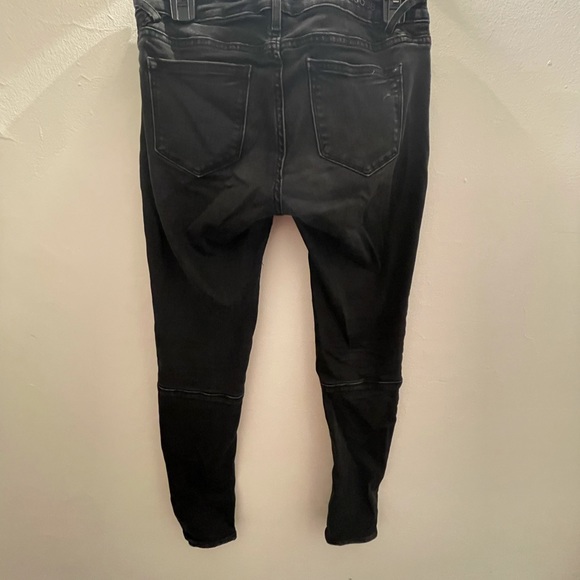 Black Vigoss Ribbed Jeans With Faux Leather Size 26 - Picture 4 of 5
